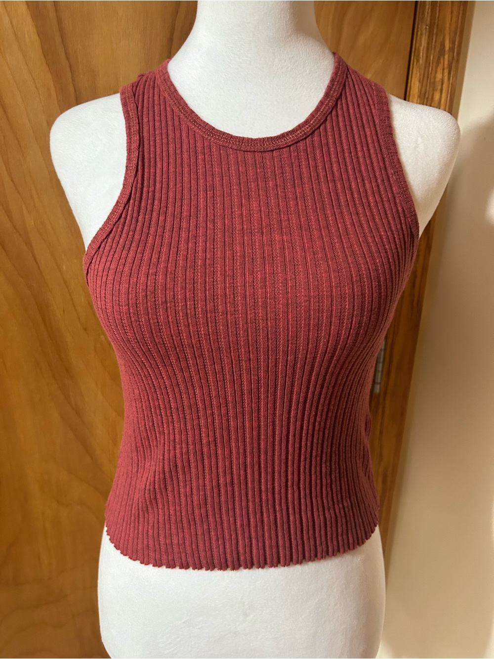 BDG Ribbed Tank Top in Orange rust color